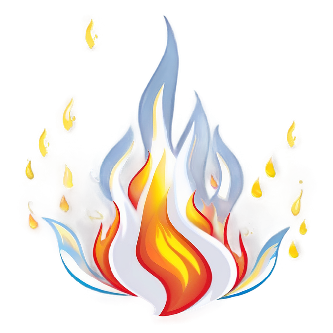 a fire with flames on white background