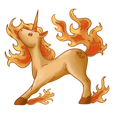 an image of a unicorn with fire on its back