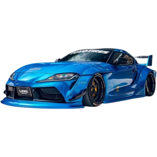 a blue sports car on a white background