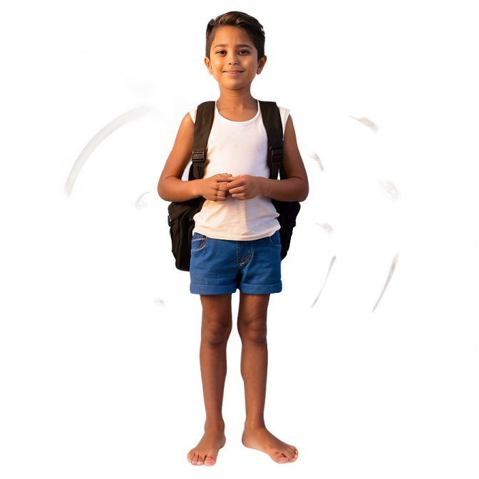 a little girl standing with her back to the camera