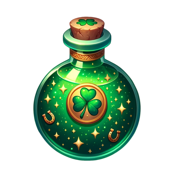 a green bottle with a shamrock on it