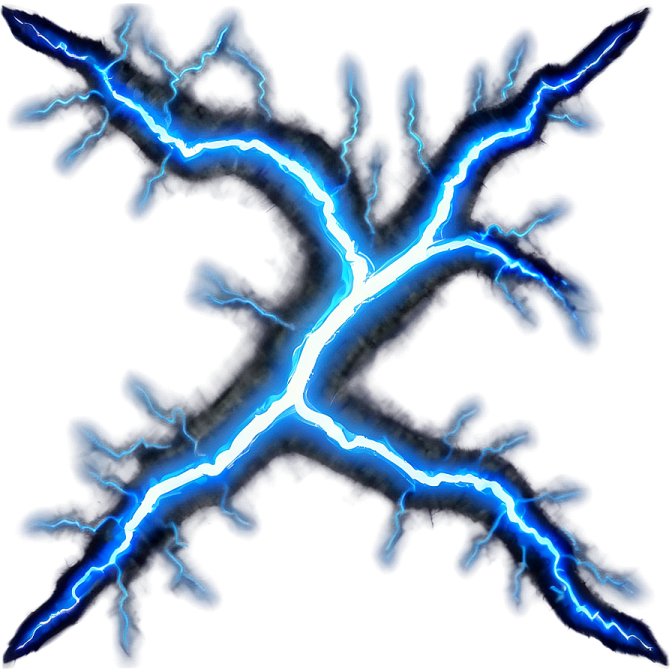 a blue lightning bolt on a white background