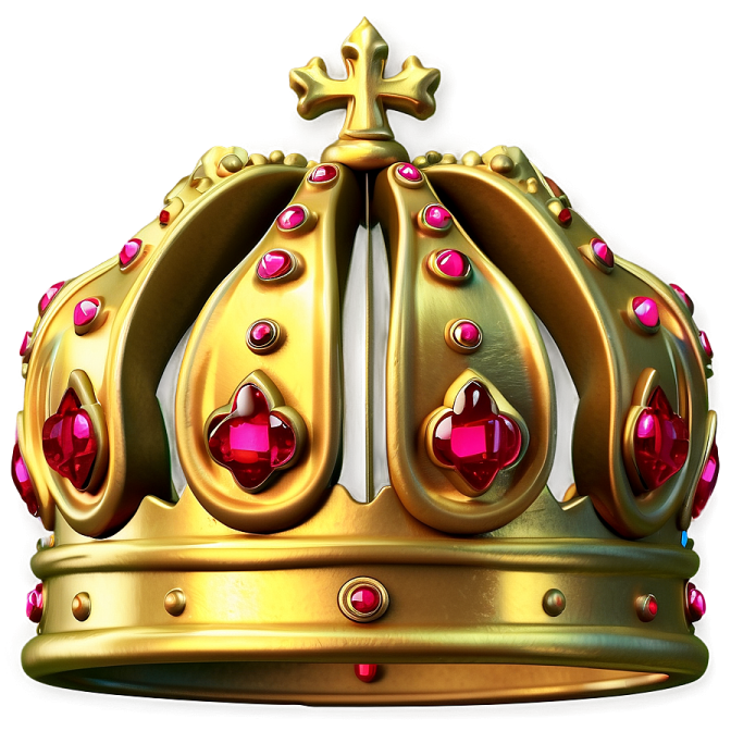 a golden crown with red jewels on it