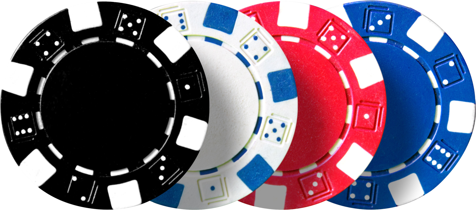 a set of poker chips in different colors