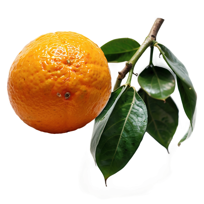 an orange on a branch
