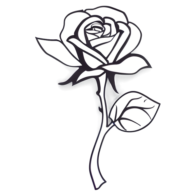 a black rose tattoo on a white background