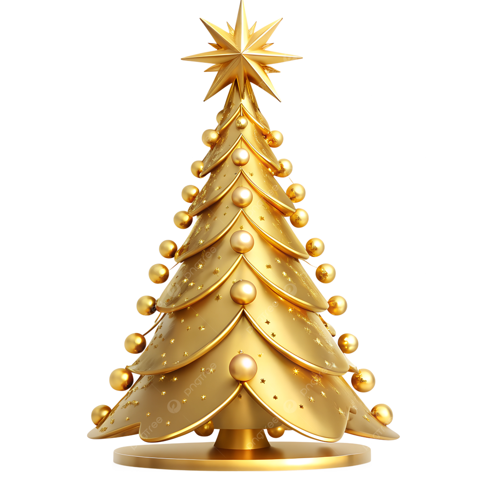 a gold christmas tree on a white background
