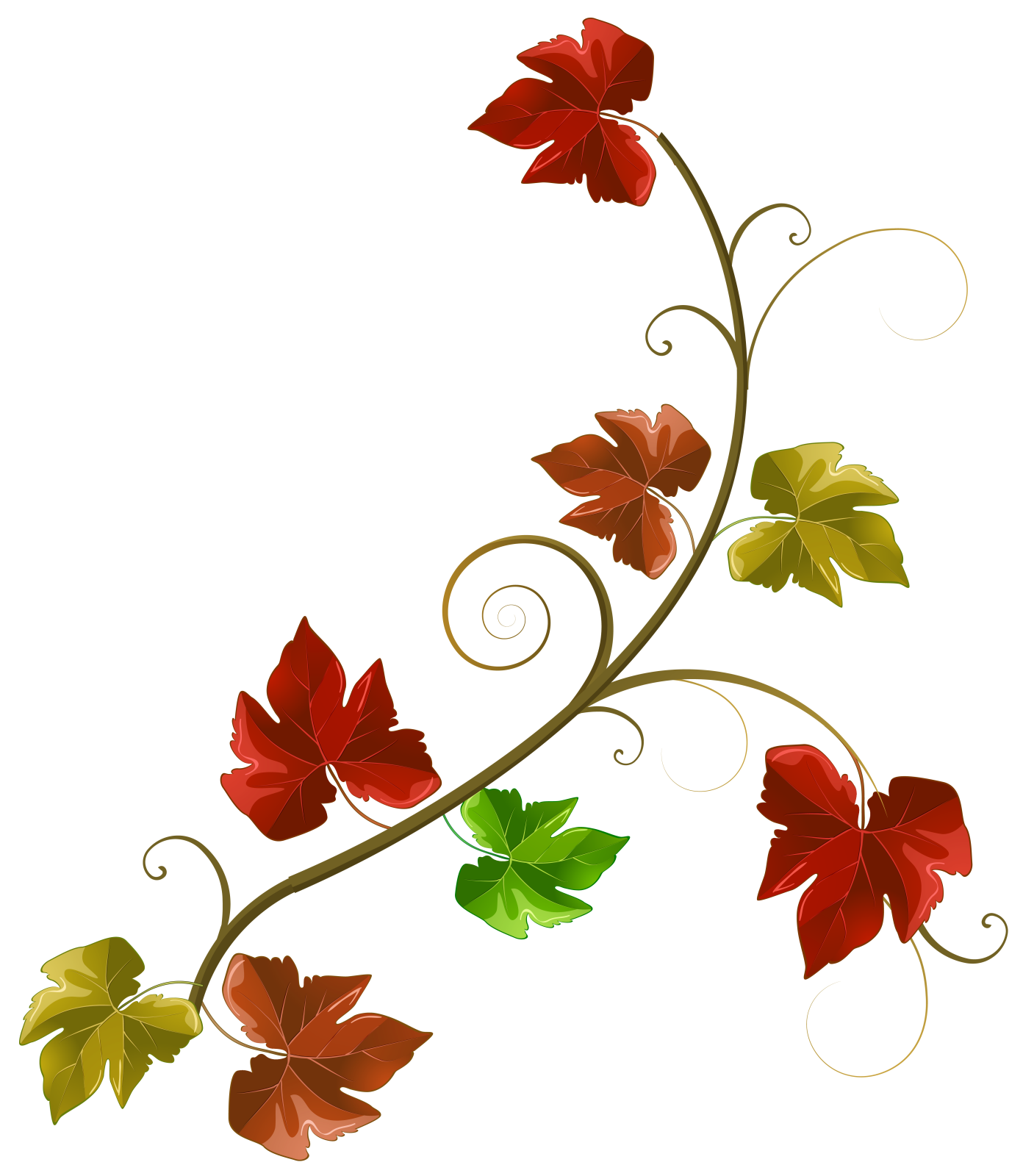 a vine with red and green leaves