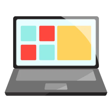 a laptop with squares on the screen
