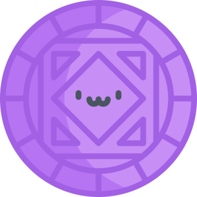 a purple circle with a face in the middle