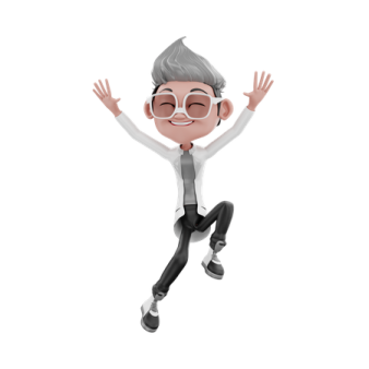 a cartoon character jumping in the air