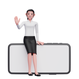a woman in a business suit holding a white board
