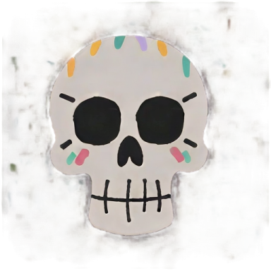 a painting of a skull on a white background
