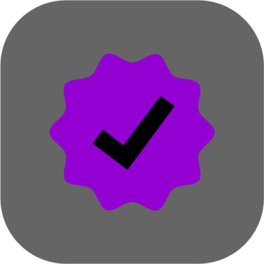 a purple icon with a check mark on it