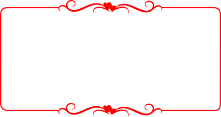 a black and white frame with red scrolls