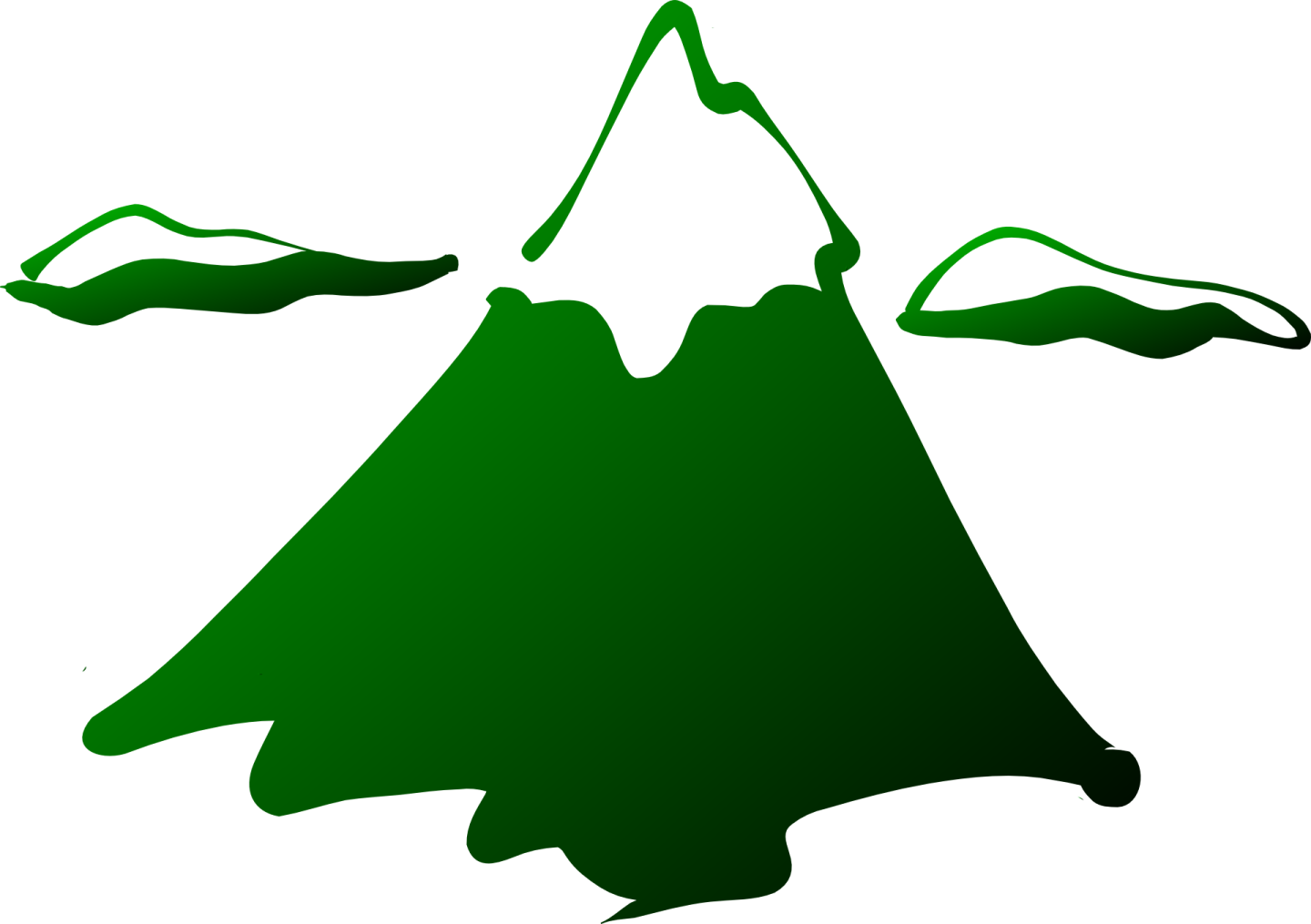 a black and green silhouette of a mountain