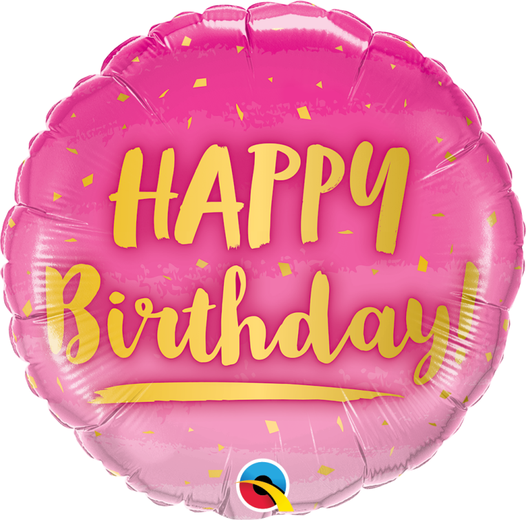pink happy birthday foil balloon