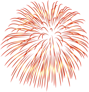 a red and yellow fireworks on a white background