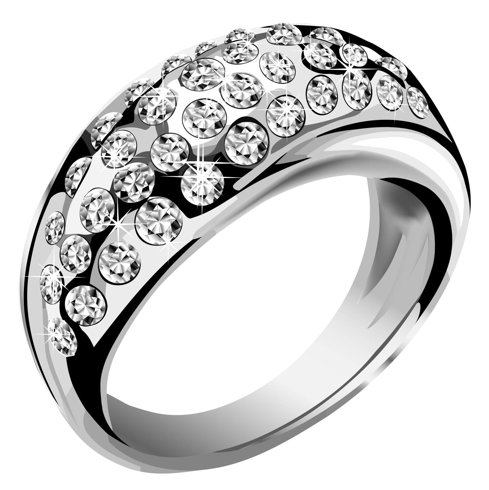 a white gold ring with diamonds on it