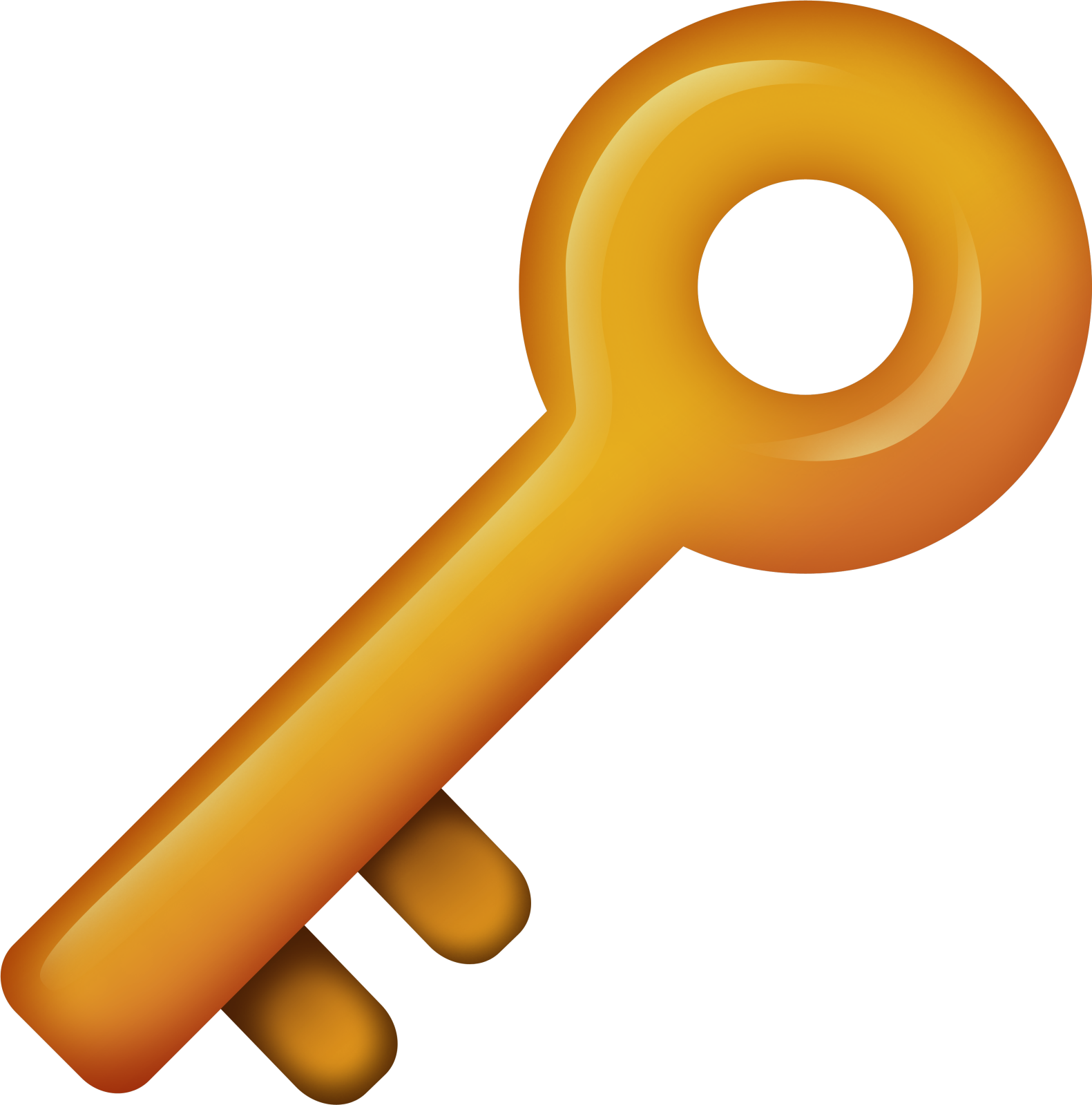 a golden key on a white background