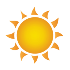 a yellow sun on a white background