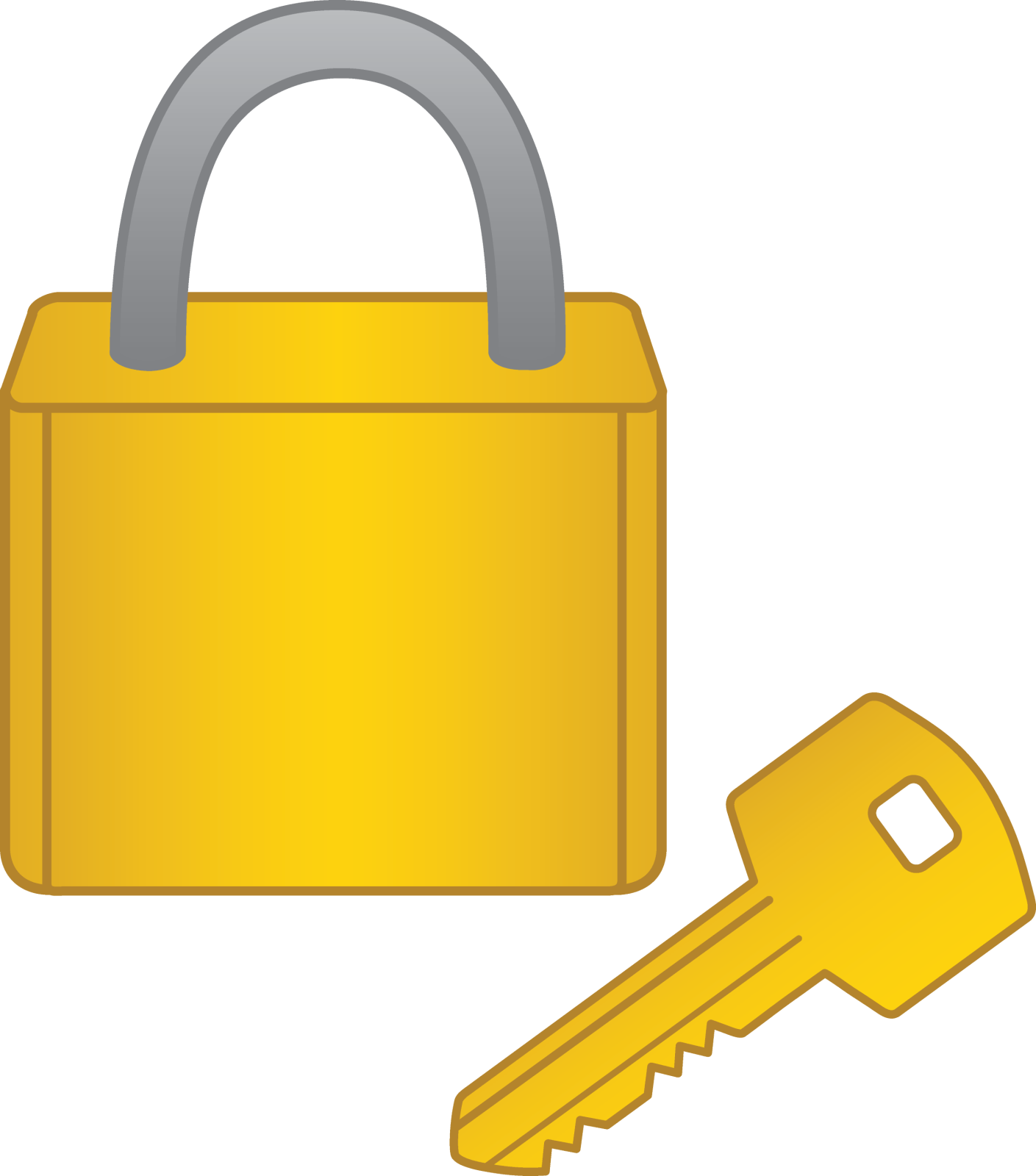 a yellow padlock with a key