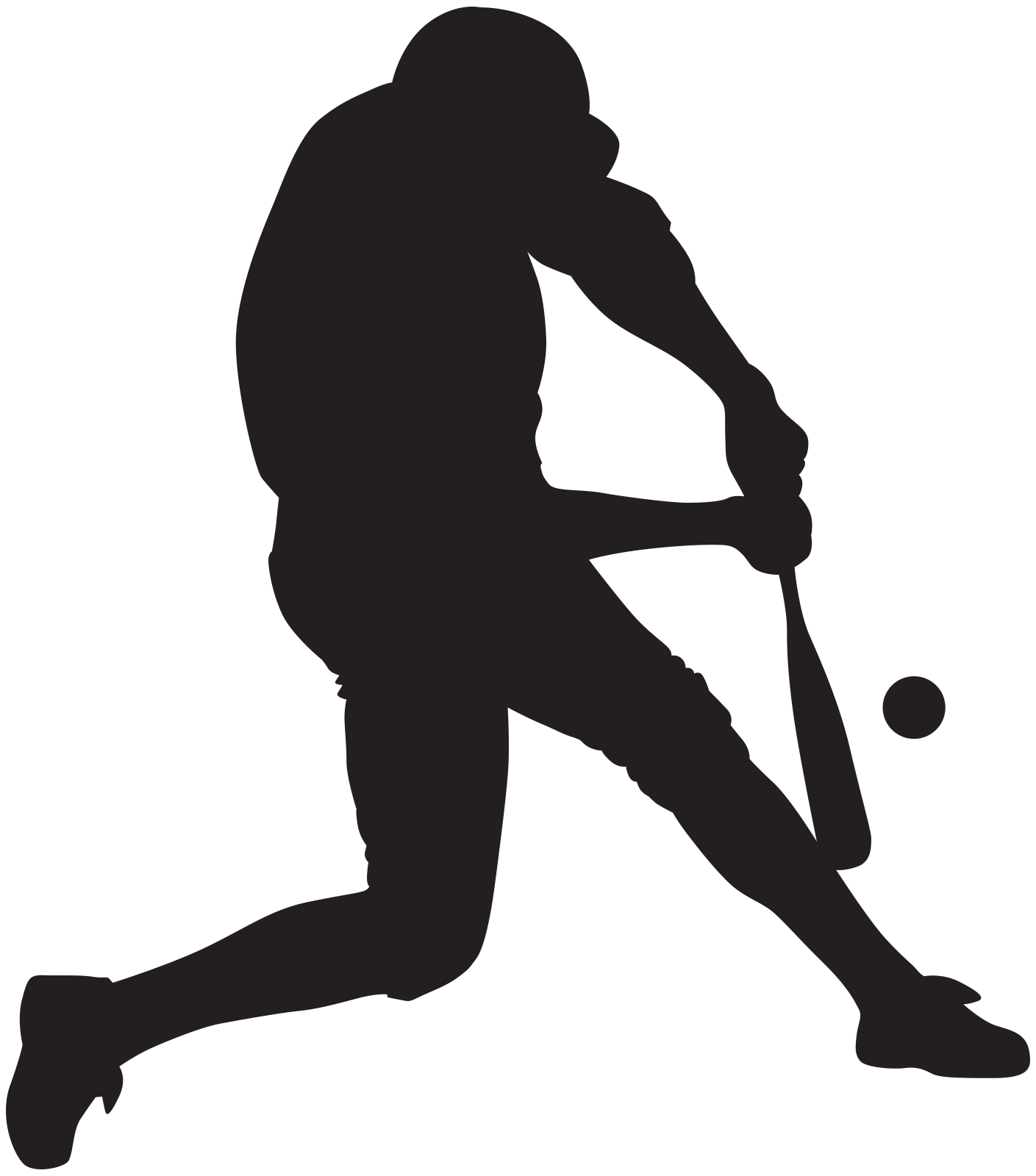 a silhouette of a baseball player hitting the ball