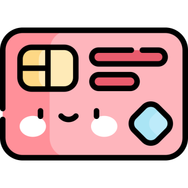 a pink card with different shapes and colors