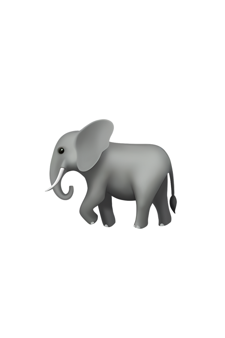 an elephant is standing on a white surface