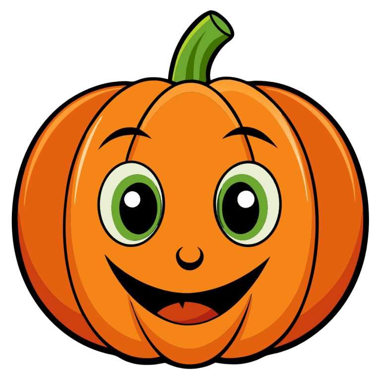 a cartoon pumpkin with a smiling face