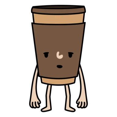 a coffee cup with a sad face