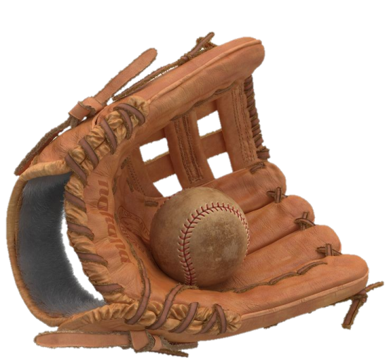 a baseball glove with a ball inside of it