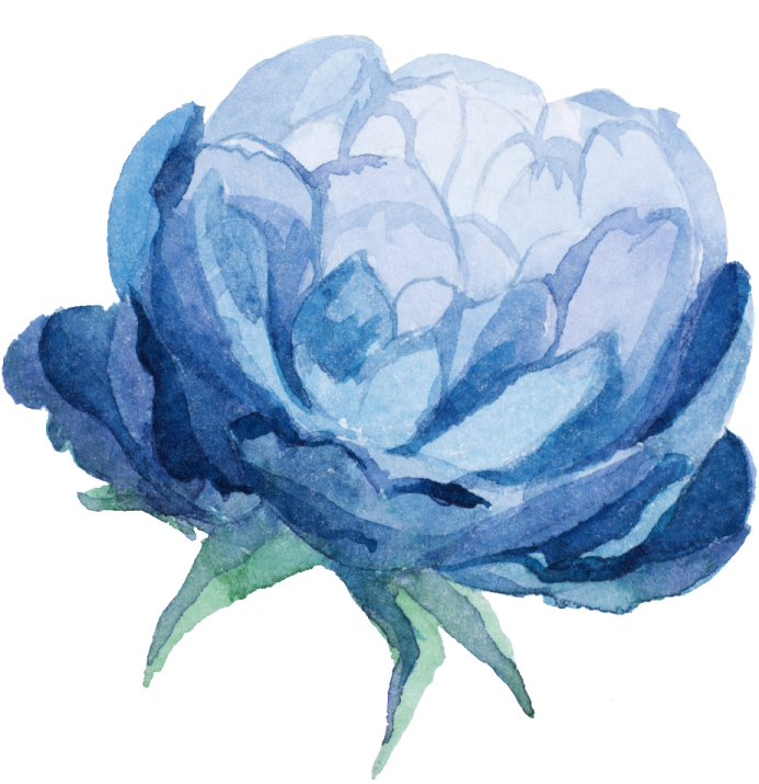 a watercolor painting of a blue flower