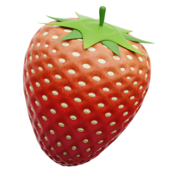 a strawberry with white dots on it