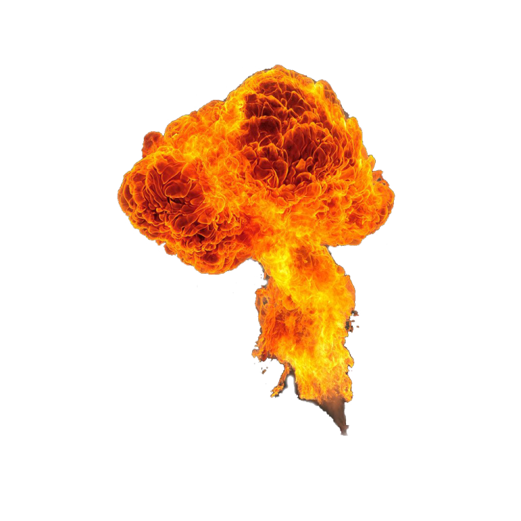 an explosion of fire on a white background