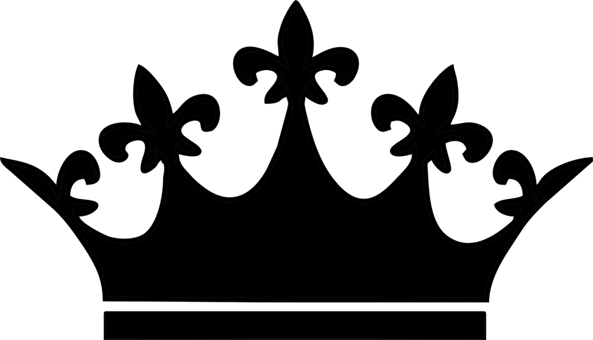 a black and white silhouette of a crown