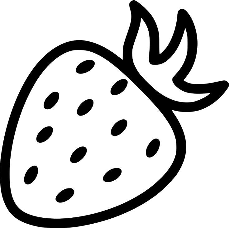 a black and white drawing of a strawberry