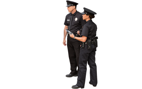 two police officers talking to each other officers
