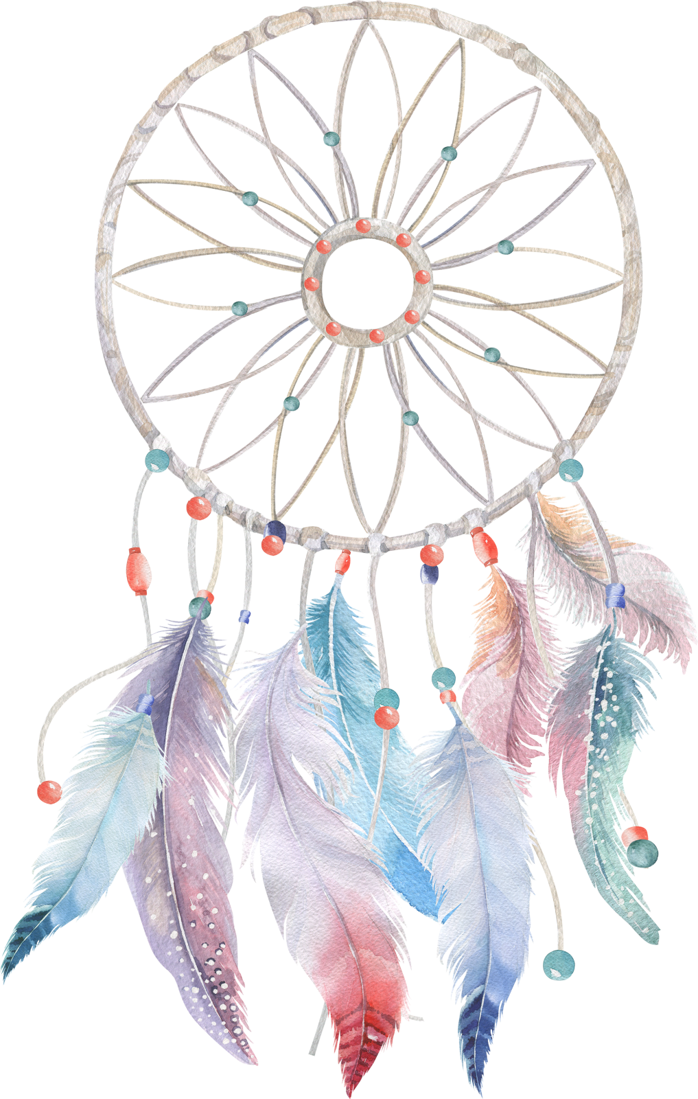 a watercolor drawing of a dream catcher