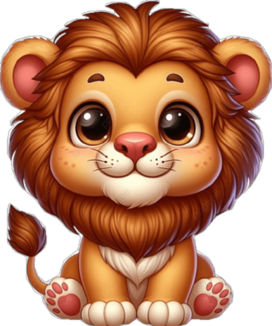 a cartoon lion with big eyes