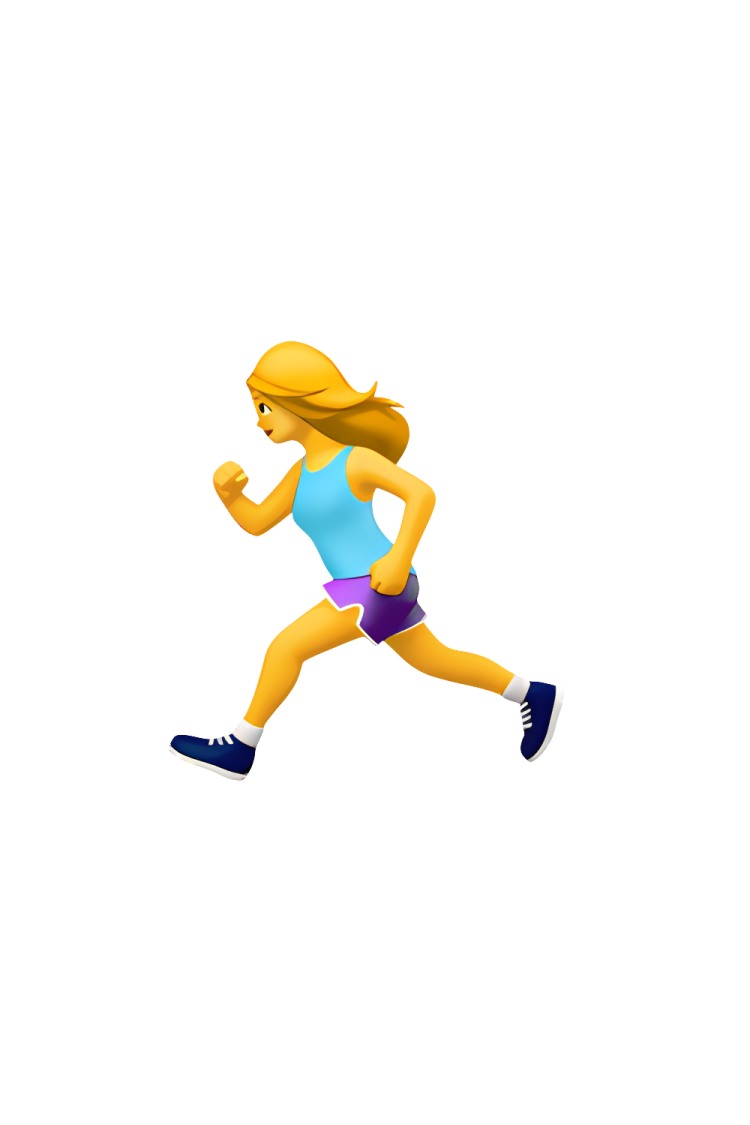 a woman running on a white background