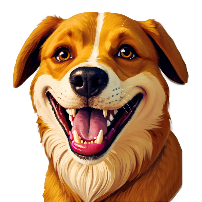 a painting of a dog with its mouth open