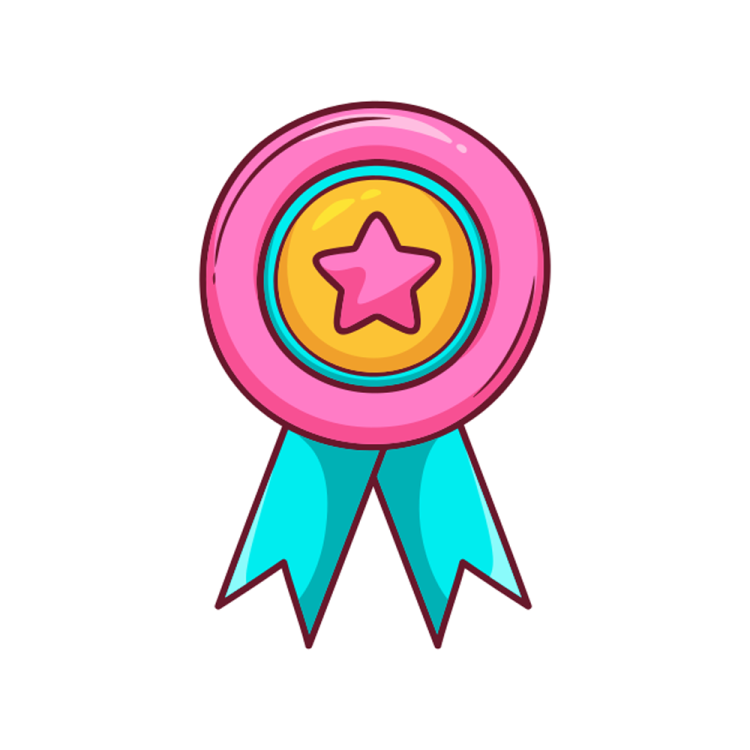 a pink ribbon with a star on it