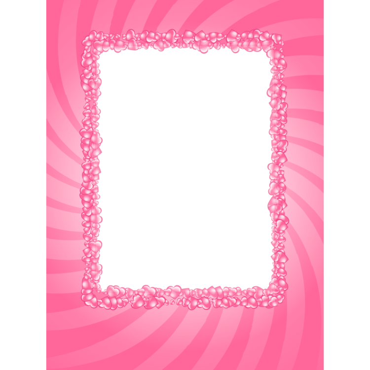 a pink valentine frame with hearts on it