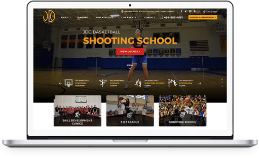 the shooting school website on a laptop