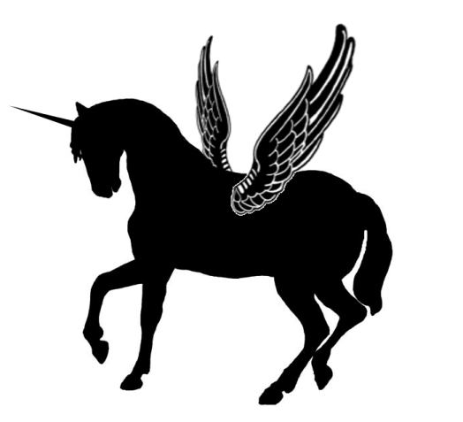 a silhouette of a unicorn with wings
