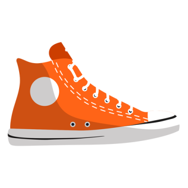a pair of orange sneakers