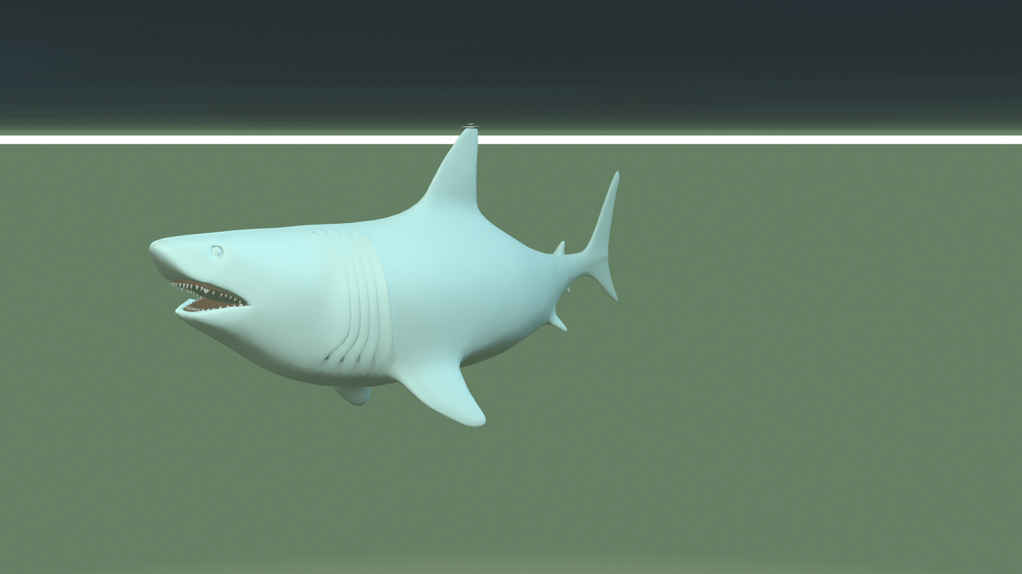 a shark with its mouth open in the water
