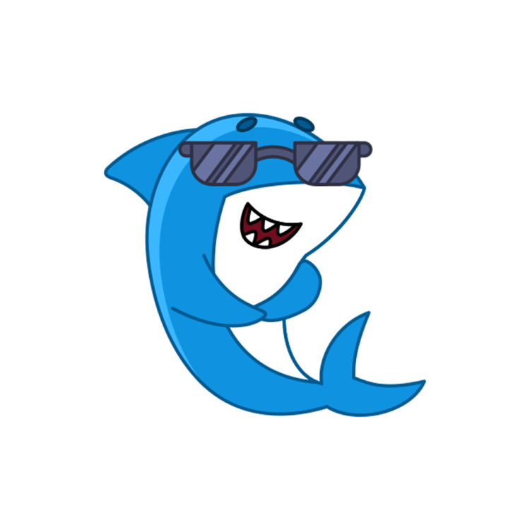 a cartoon shark with sunglasses on