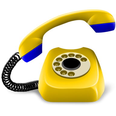 a yellow telephone with a blue cord